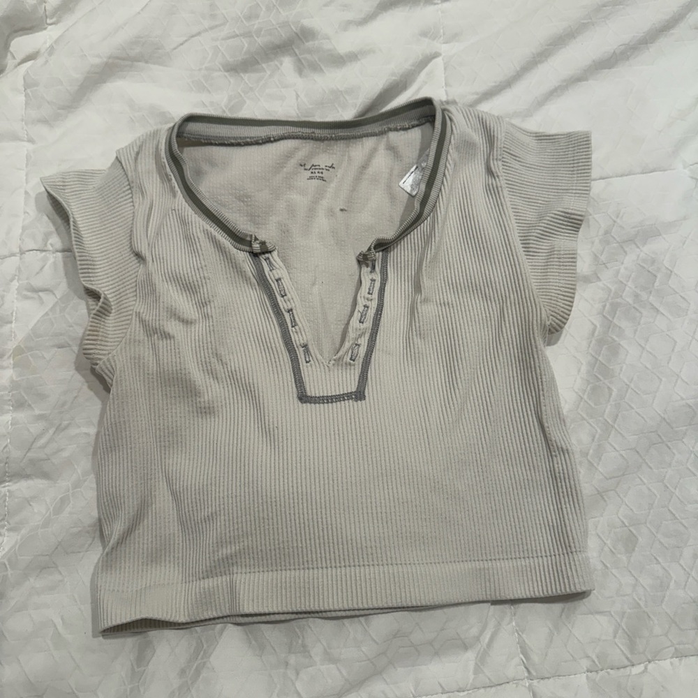 Urban Outfitters Tan Polo Crop Blouse